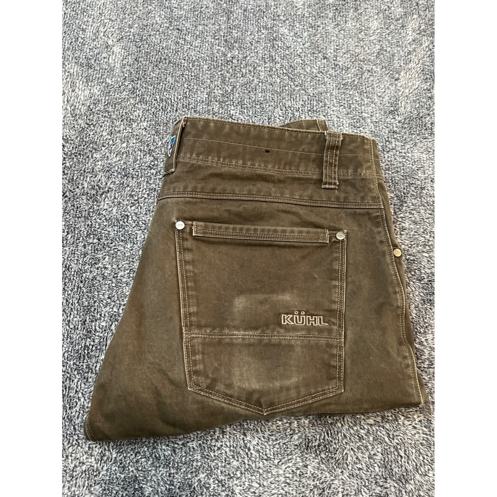 Kuhl Rydr Pants Mens 32x28 Brown Vintage Patina Dye Articulated Knee Canvas Work - Picture 15 of 15